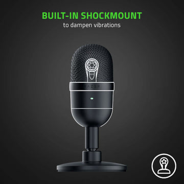 Razer Seiren Mini USB Condenser Microphone: for Streaming and Gaming on PC - Professional Recording Quality - Precise Supercardioid Pickup Pattern - Tilting Stand - Shock Resistant - Classic Black RZ19-03450100-R3U1
